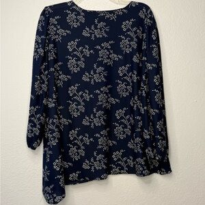 Anthony Richards Navy Blue Floral Blouse Sz 2X